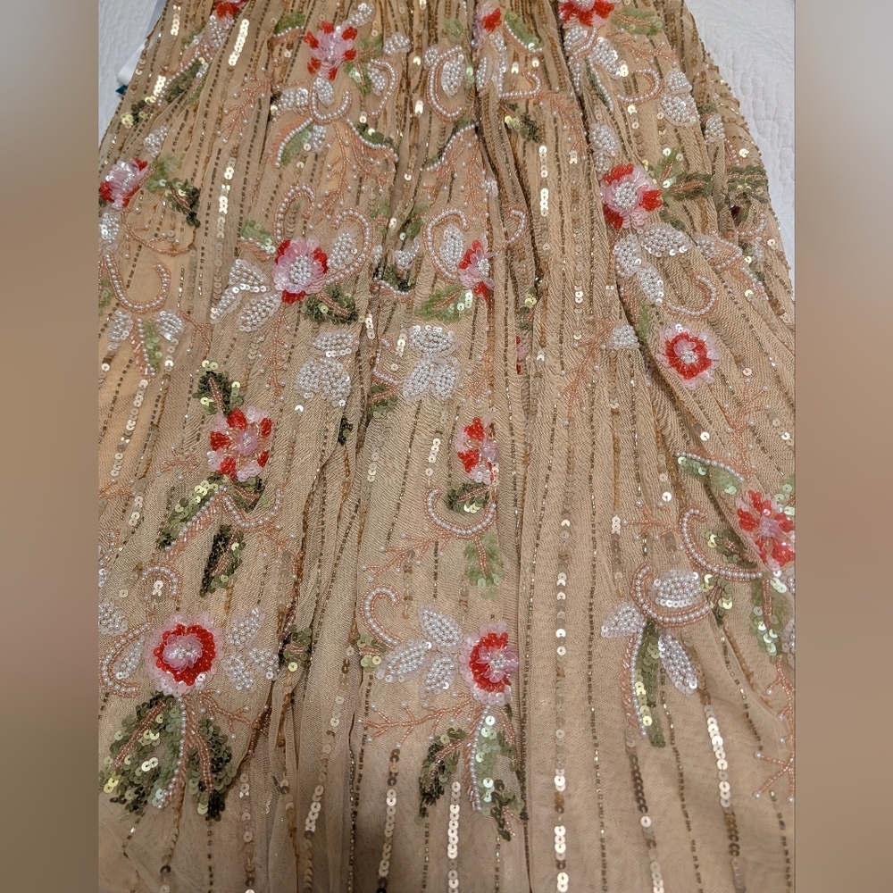 Elegant Mac Duggal Beaded  Long Sleeve Midi Dress. Size 14 - Picture 4 of 5